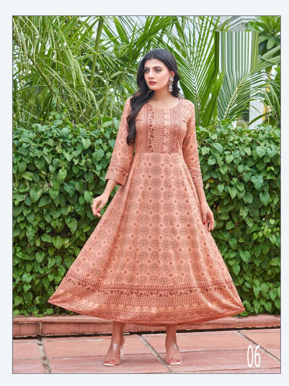 Sunlight 01 Rayon Printed Ethnic Wear Designer Long Anarkali Kurti Collection